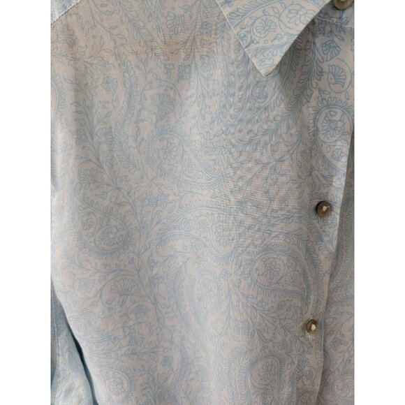 Eddie Bauer Sky Blue Paisley Button-Up Blouse - Picture 3 of 6